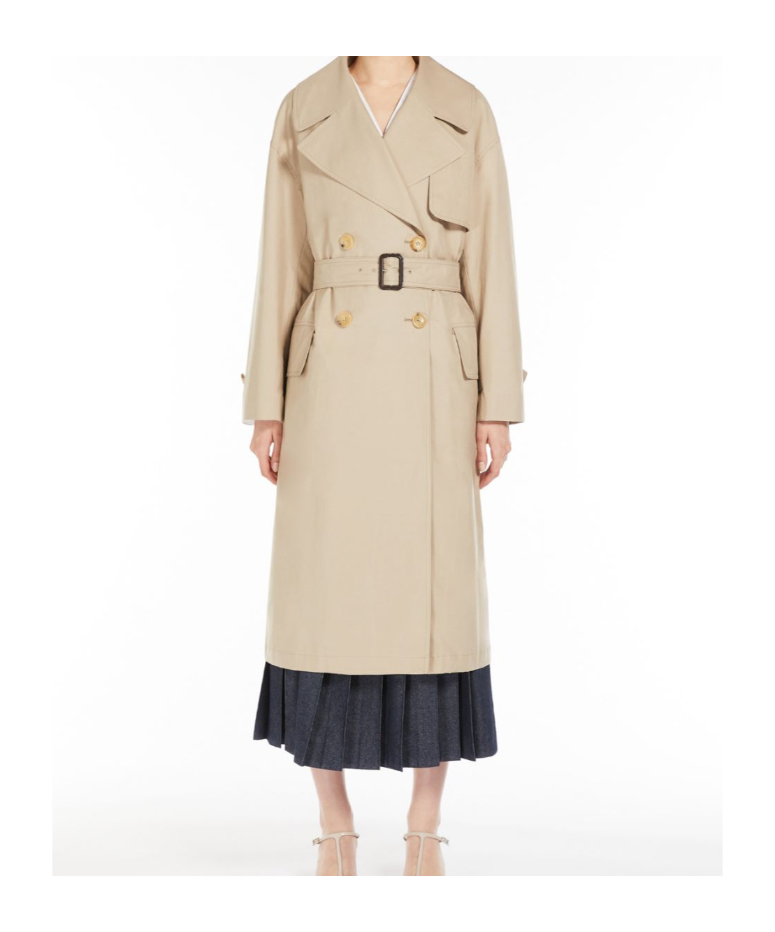 Max Mara Light Brown Mtrench Double-breasted Trench Coat In Nude