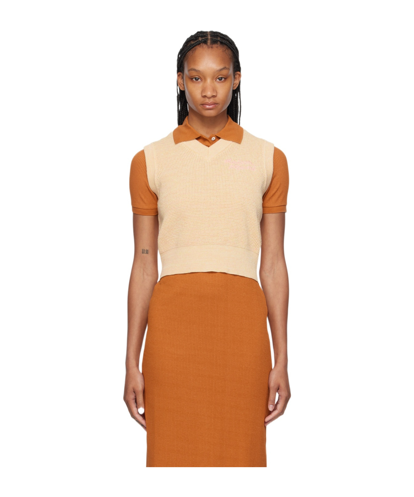 Maison Kitsuné Woman Sweater Apricot Size L Cotton In Nude