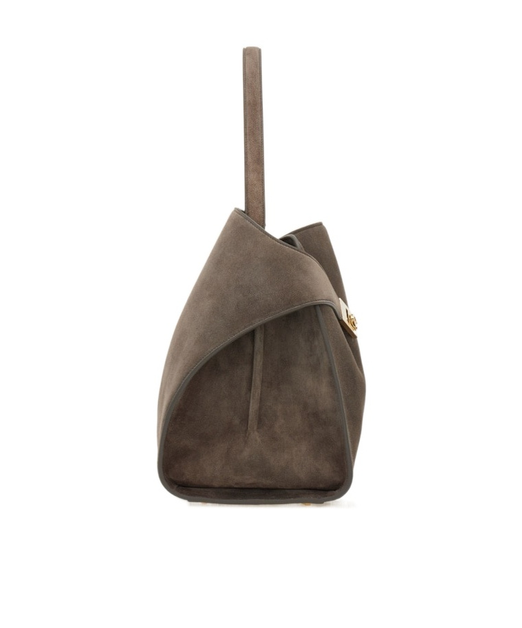 FERRAGAMO HUG STRUCTURED SUEDE TOTE BAG