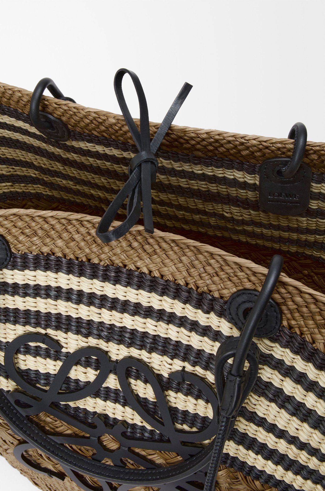 Loewe Large Anagram Basket Bag In Iraca Palm And Leather In Multi