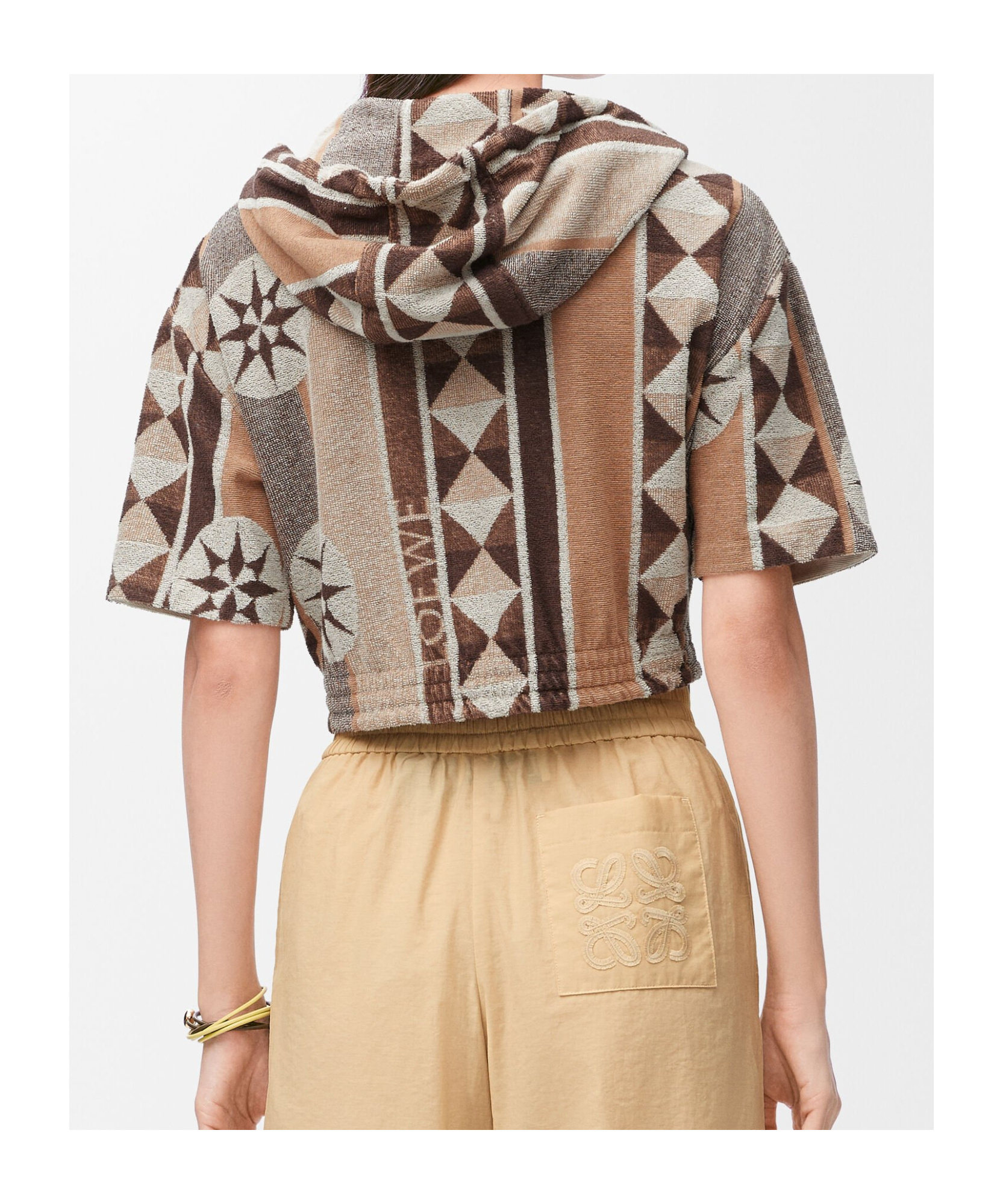 Loewe Hoodie In Terry Cotton Jacquard In Beige/multicolor
