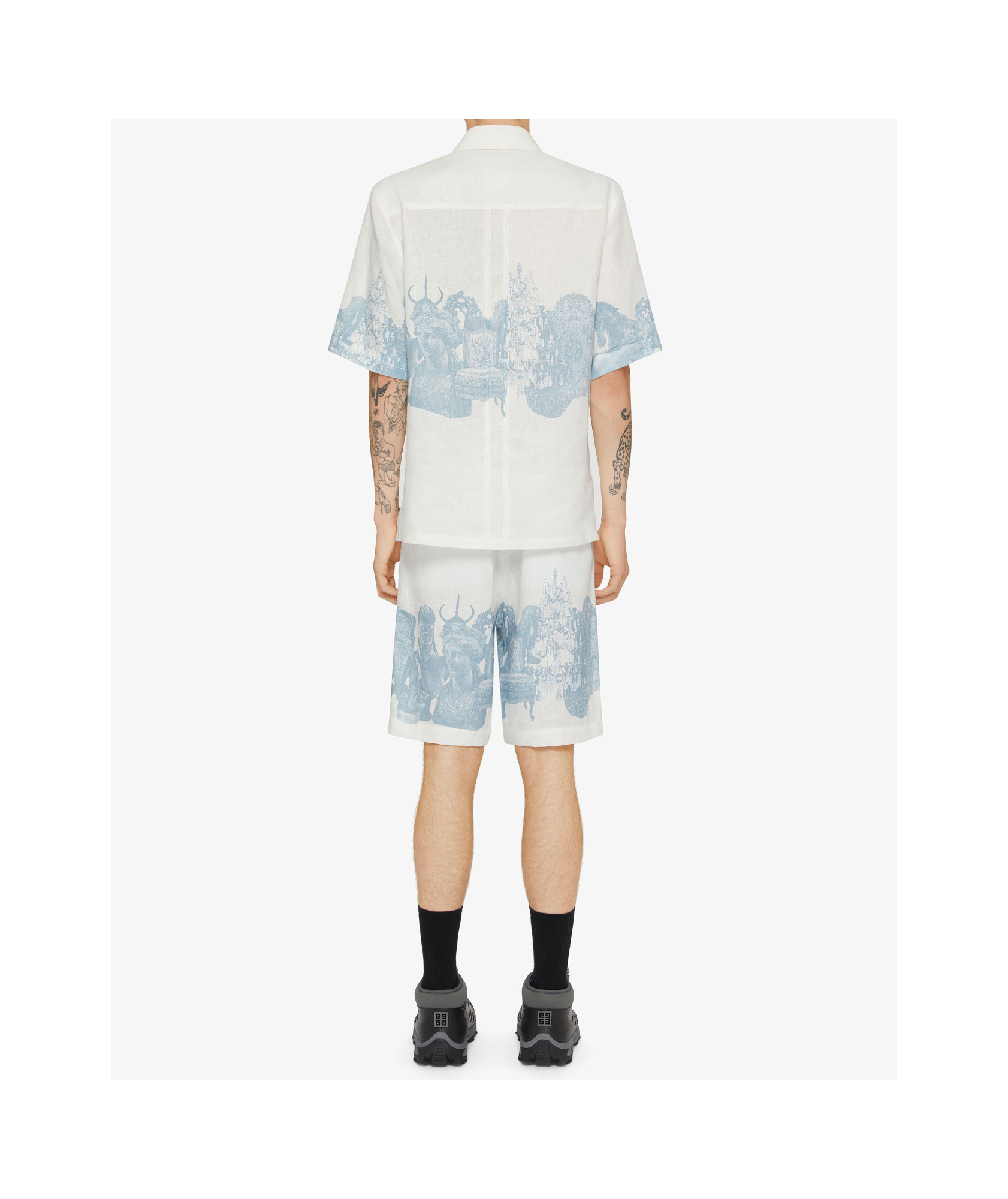 Givenchy Shirt In Linen With Hubert Objects Print In White