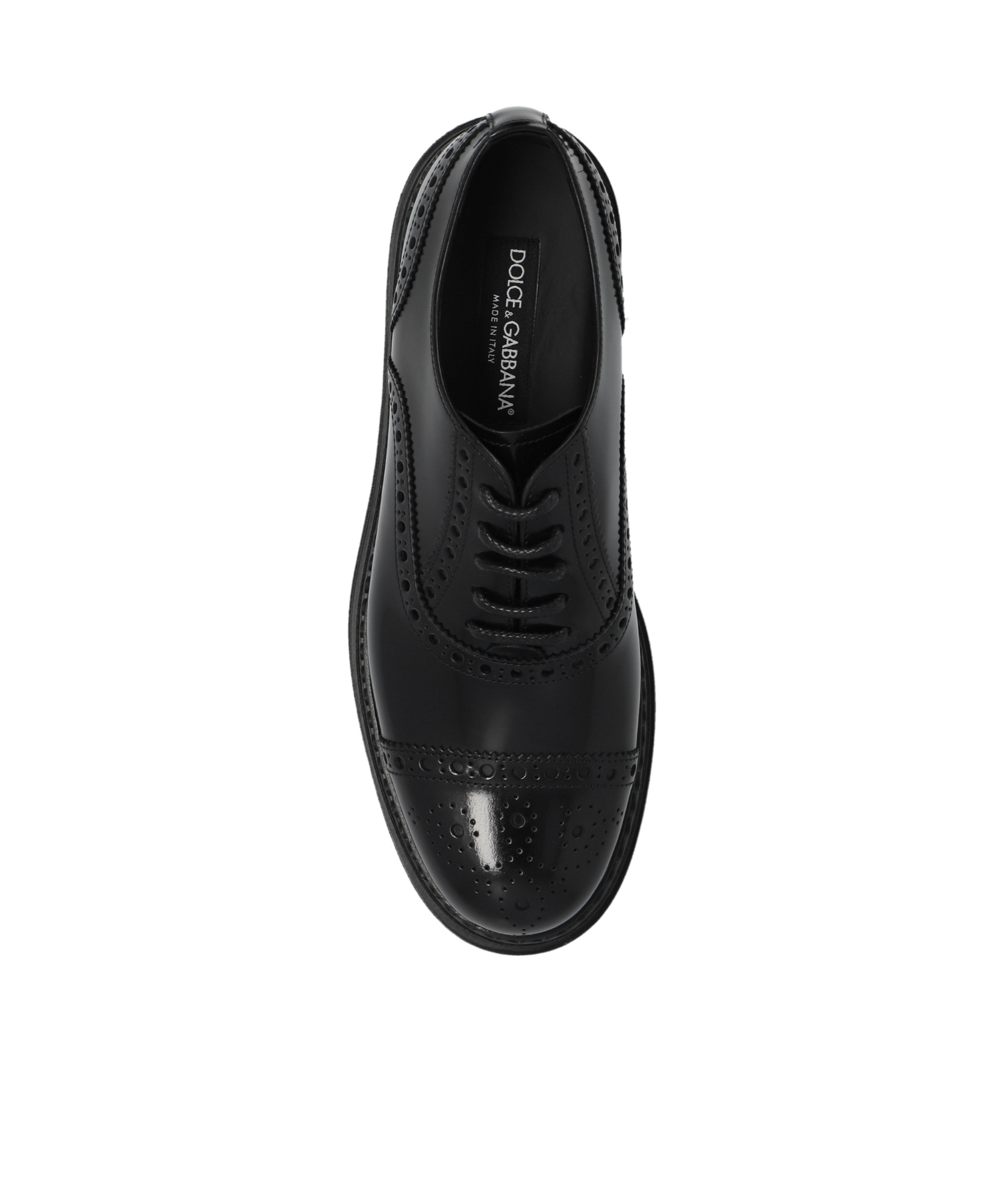 Dolce & Gabbana Day Classic Brushed Leather Brogue Shoes In Black