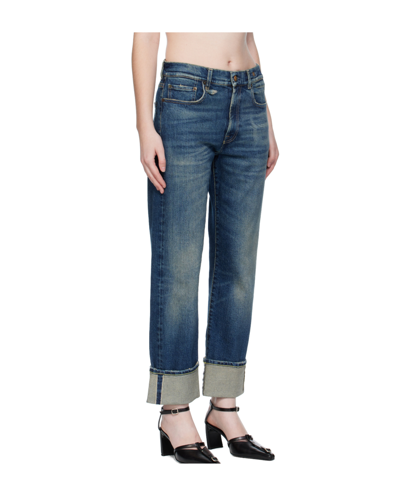 R13 Cuffed Romeo Jeans In Blue