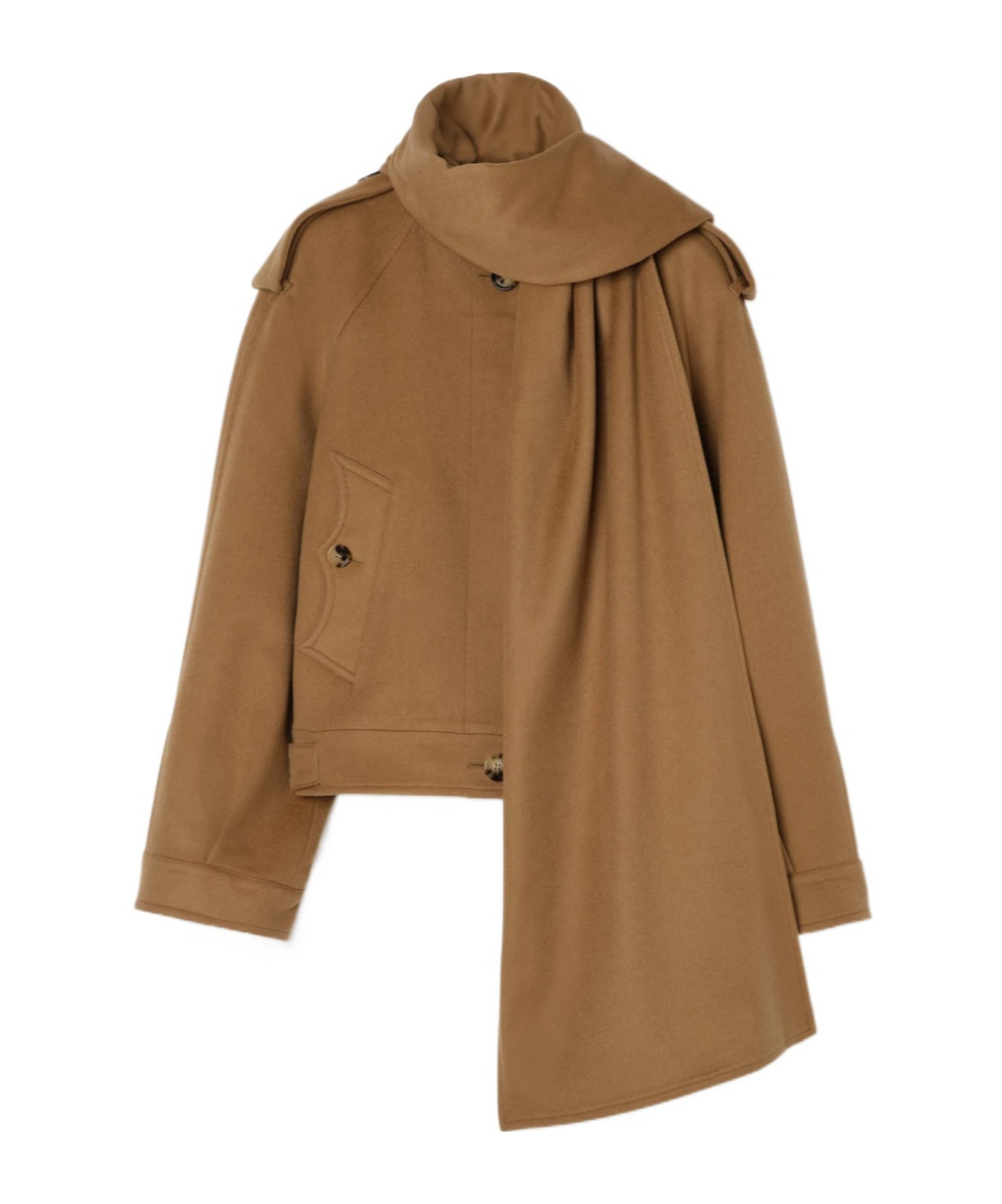 Burberry Detachable Scarf Cashmere Jacket In Brown