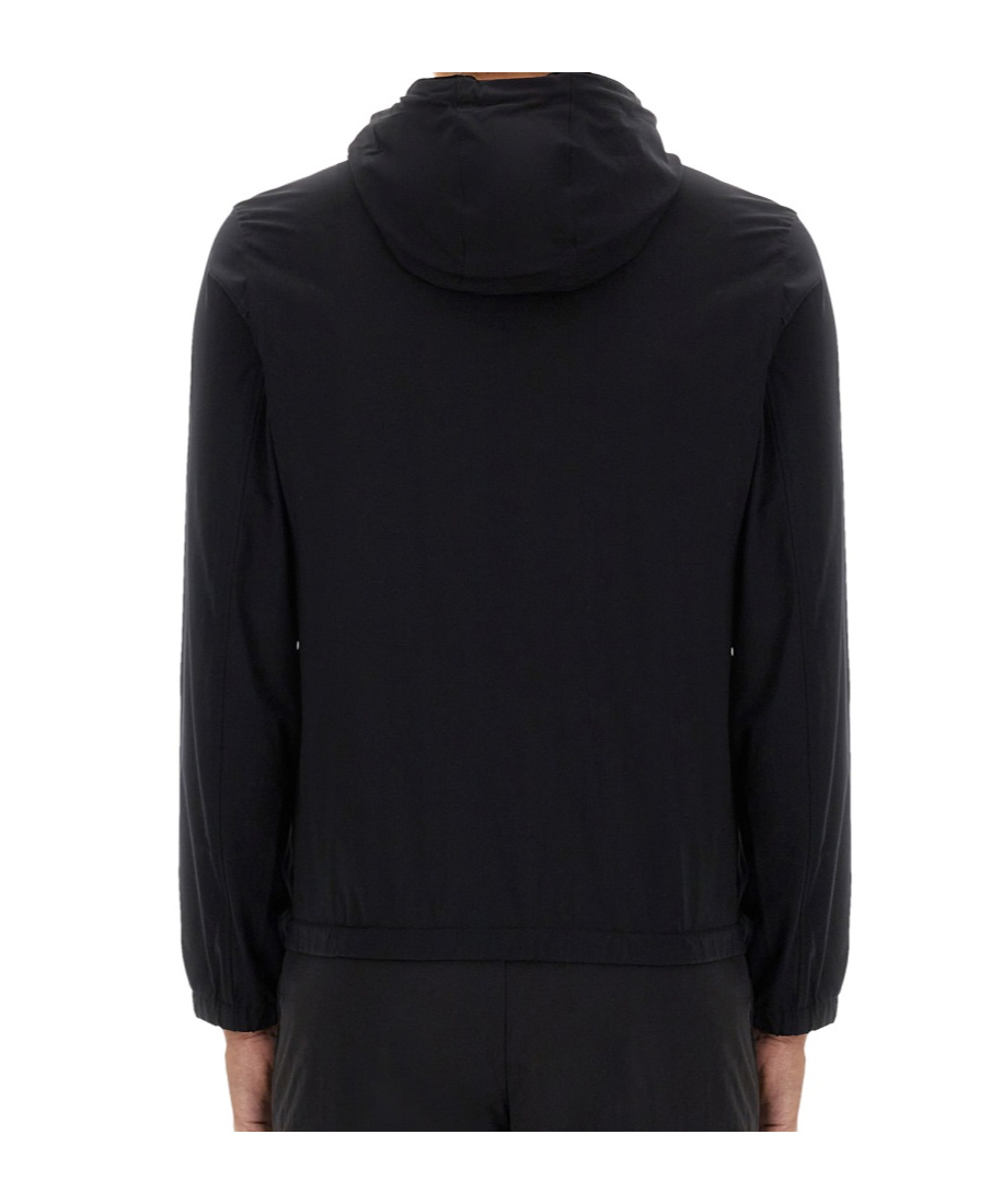 Hugo Boss Boss Minimalist Hooded Jacket With Zip Front And Elastic Cuffs In Black