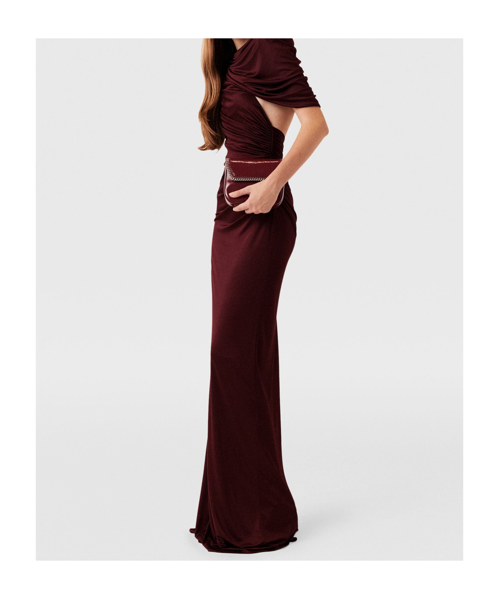 Stella Mccartney Draped Cape Gown Open Back In Brown