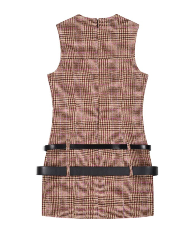 Coperni Belted Wool Dress In Brown