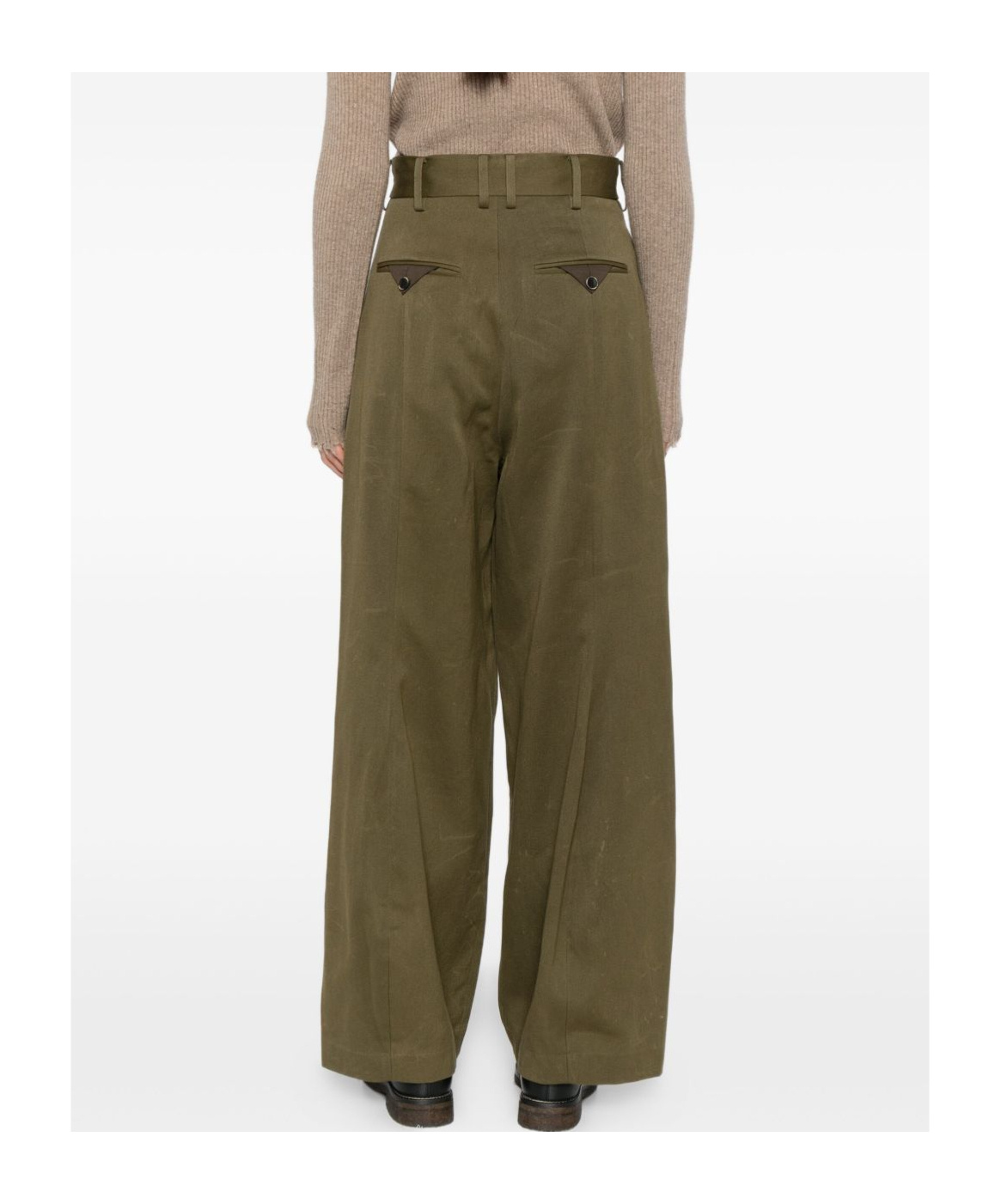 Uma Wang Belt Loop Casual Pants In Green