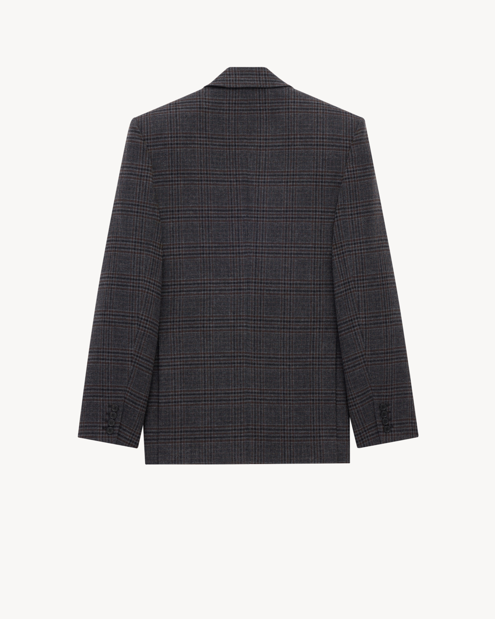 Saint Laurent Double-breasted Blazer Featuring Structured Shoulders In Gray