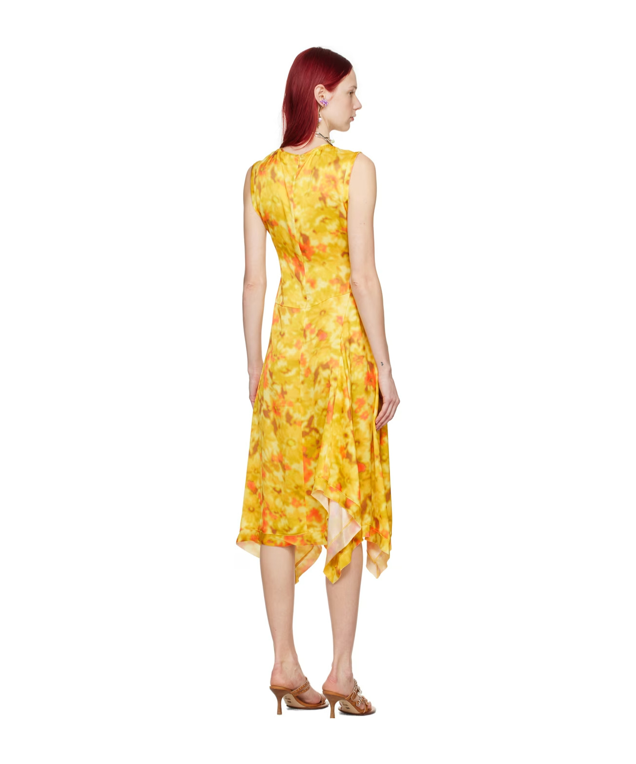 Shop Acne Studios All-over Floral Printed Dress In Yellow