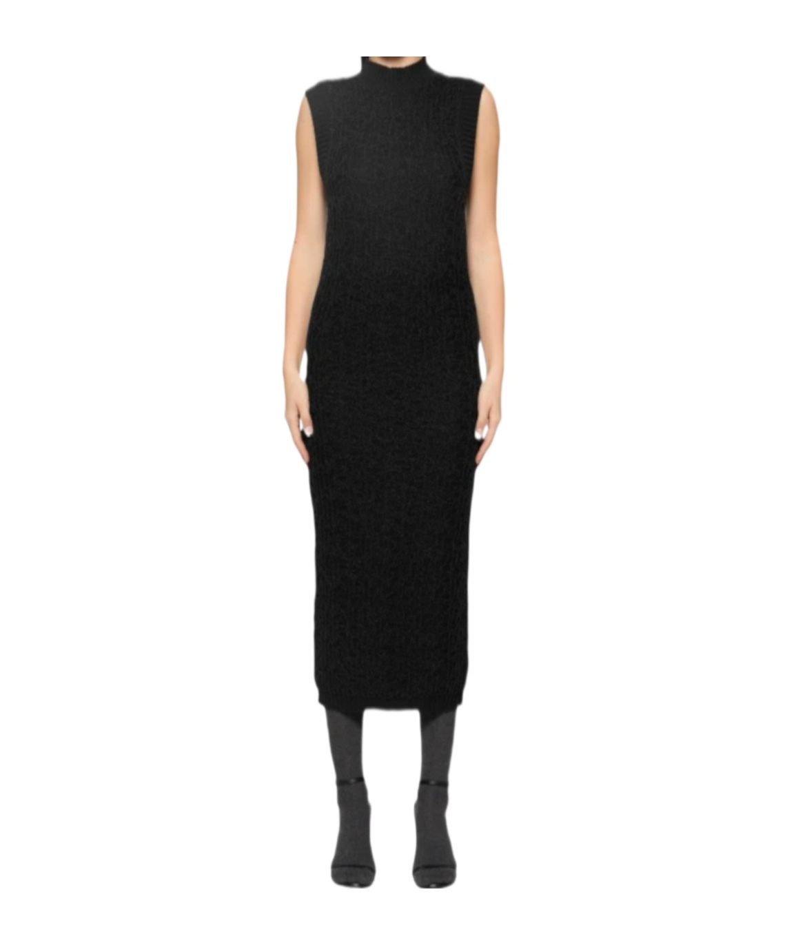 Dondup Slim-fitting Sleeveless Black Maxi Dress In Black