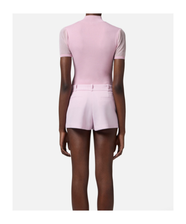 Elisabetta Franchi Short Sleeve Turtle Neck Sweater In Pink