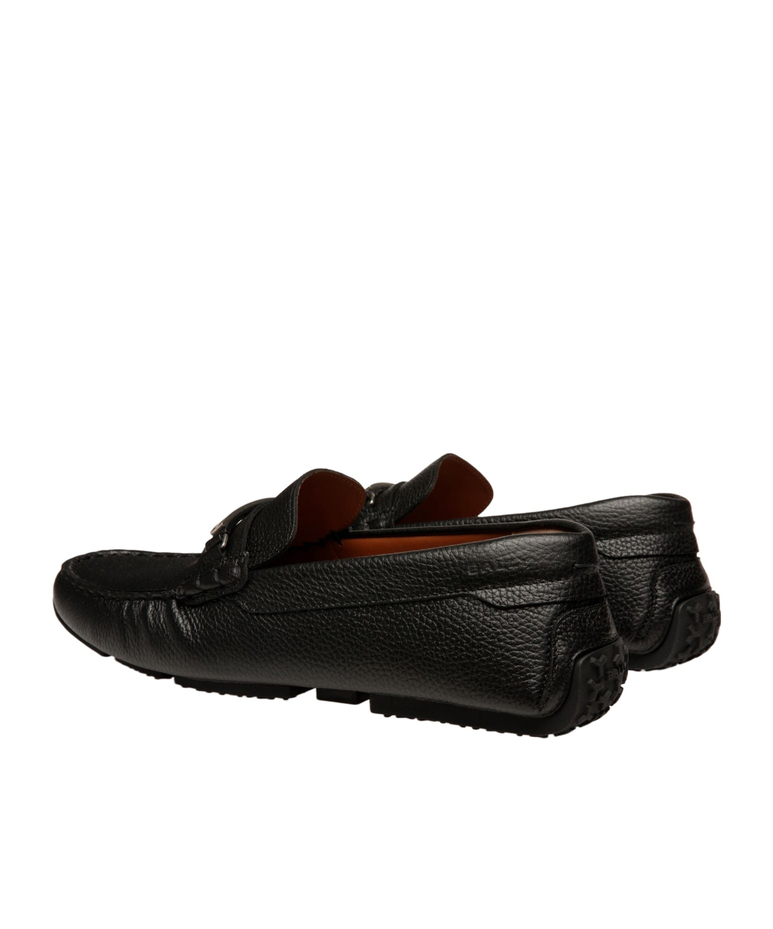 Bally Pilot Driver Ebano Grained Leather Loafers In Black