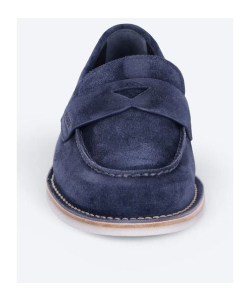 Prada Round Toe Loafers In Blue