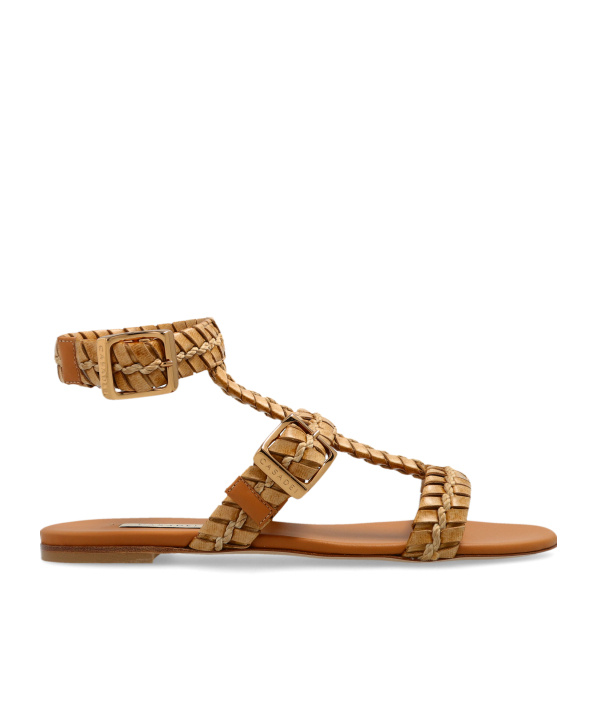 Casadei Braided-strap Flat Sandals In Brown
