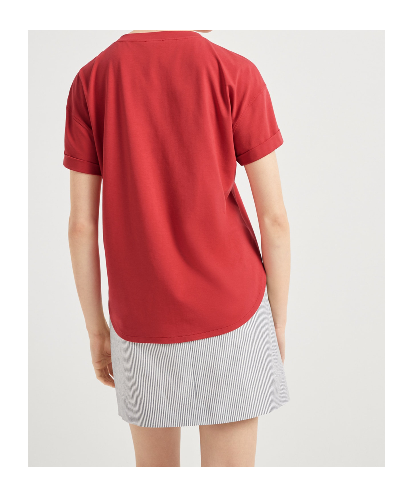 Brunello Cucinelli T-shirt Whit Embellishments In Red