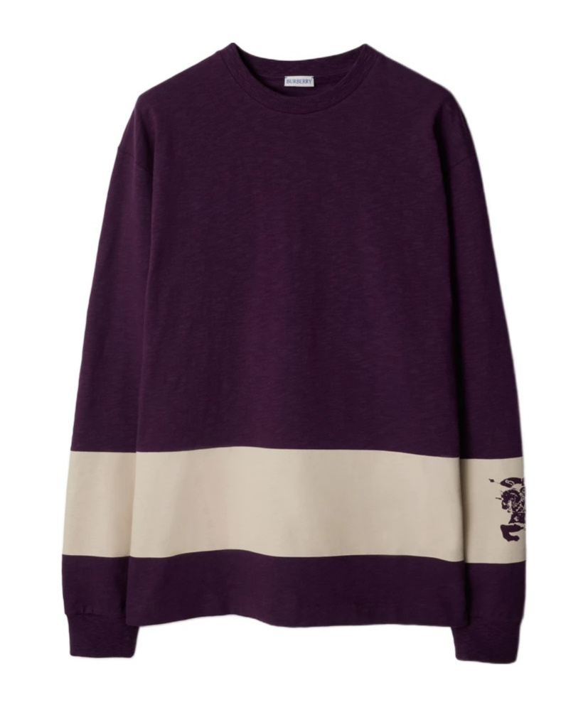 Burberry Purple Ekd Stripe Long Sleeve T-shirt In Black