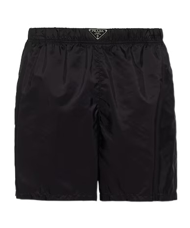Shop Prada Re-nylon Swim Trunks In Black