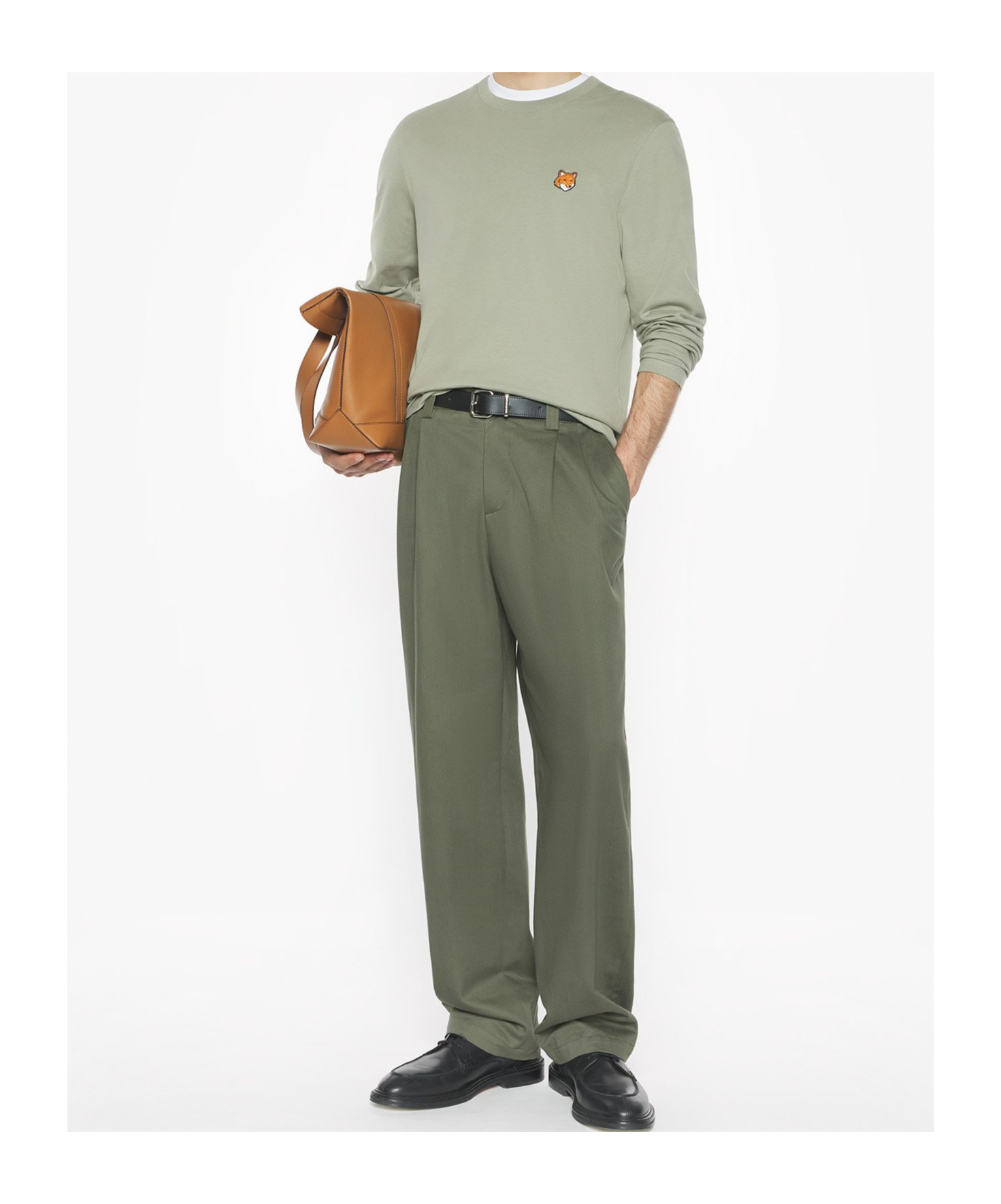 Maison Kitsuné Fox-head Long-sleeve T-shirt In Green