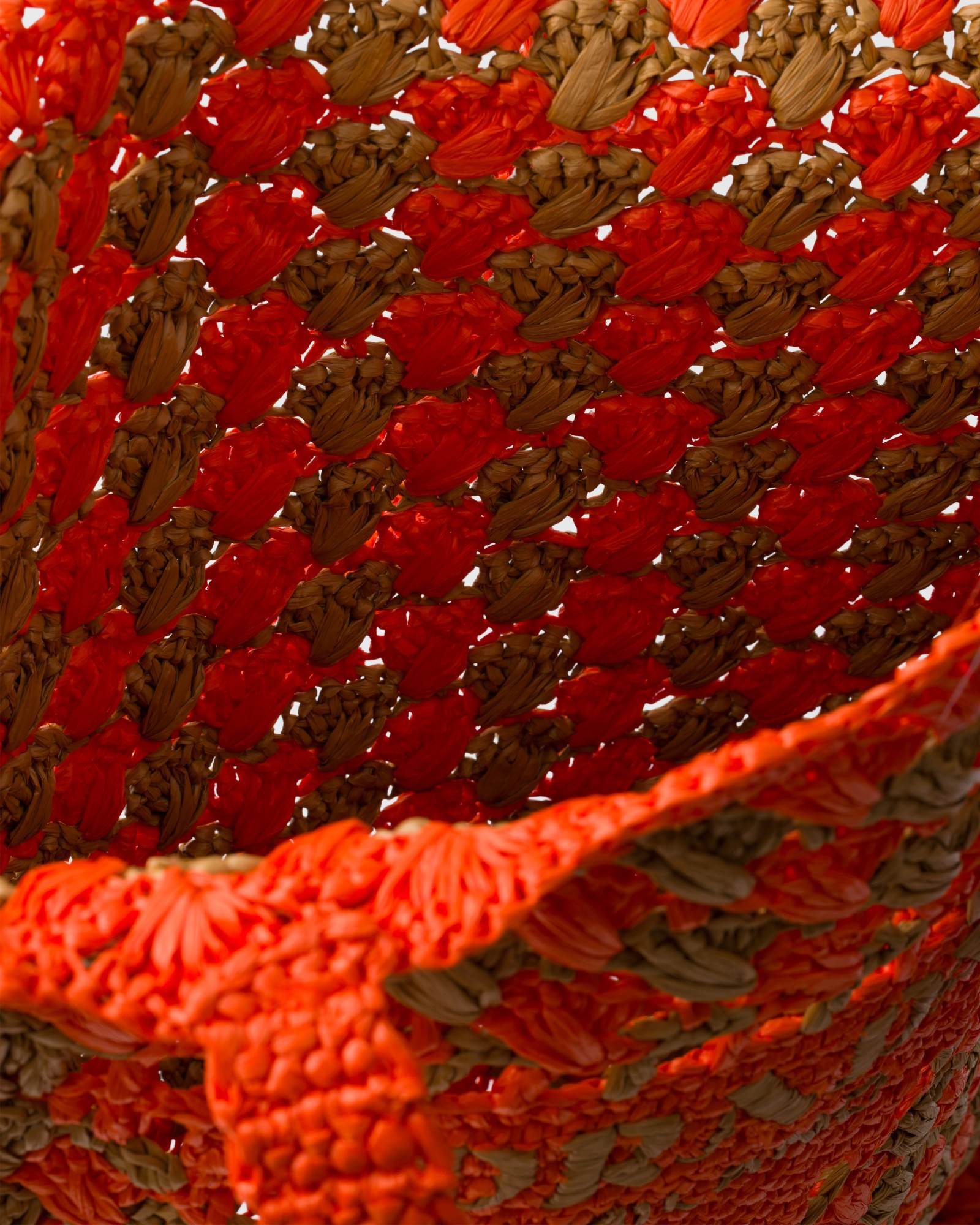 Prada Two-tone Raffia Shopping Bag