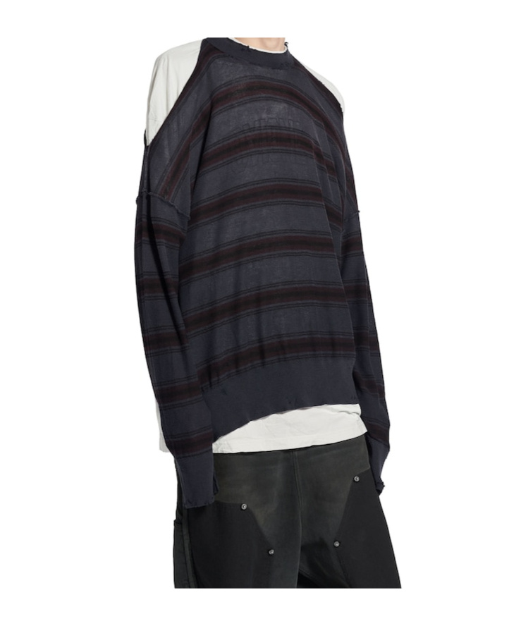 Balenciaga Men's Layered Sweater In Black/multicolor In Multi