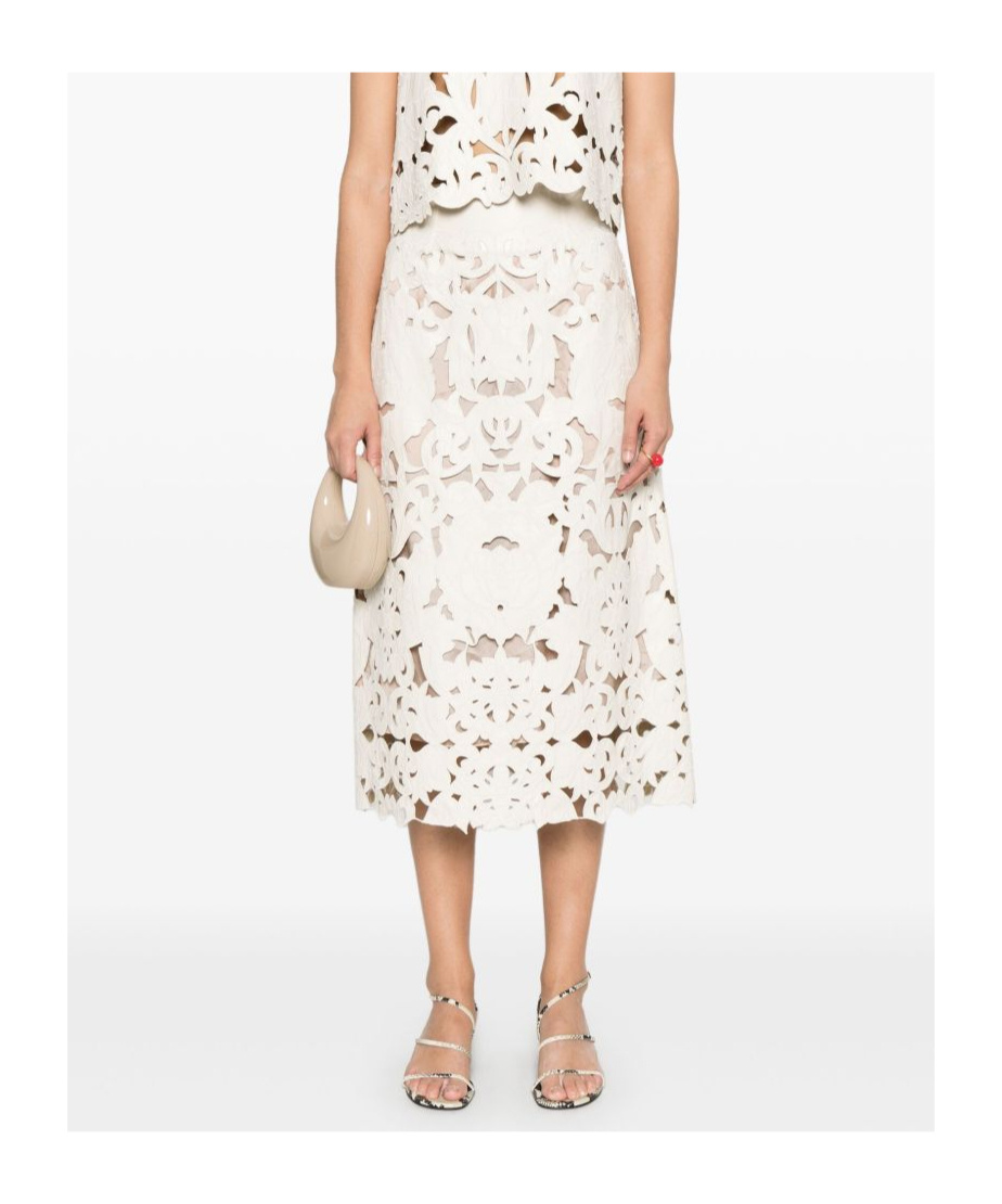 Shop Forte Forte Cut Out Midi Skirt In Beige
