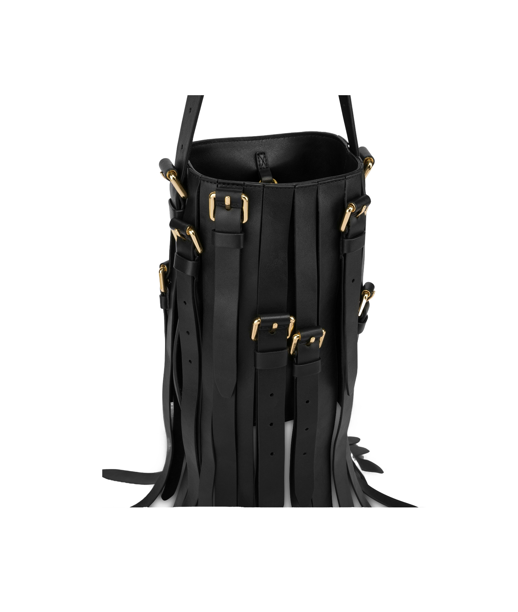 Moschino Multibelts Nappa Bucket Bag In Black