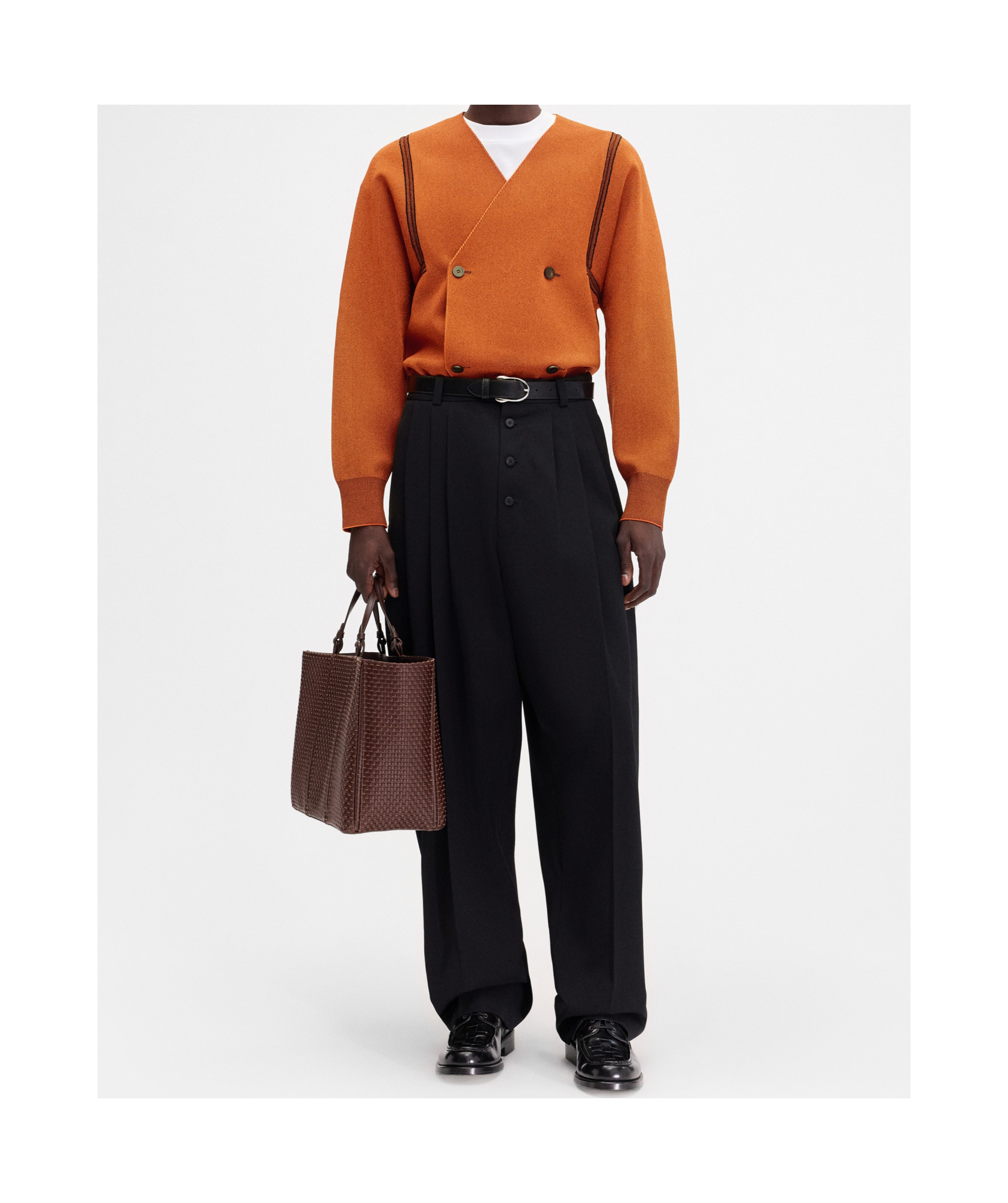 Jacquemus Double-breasted Striped Cardigan In Brown
