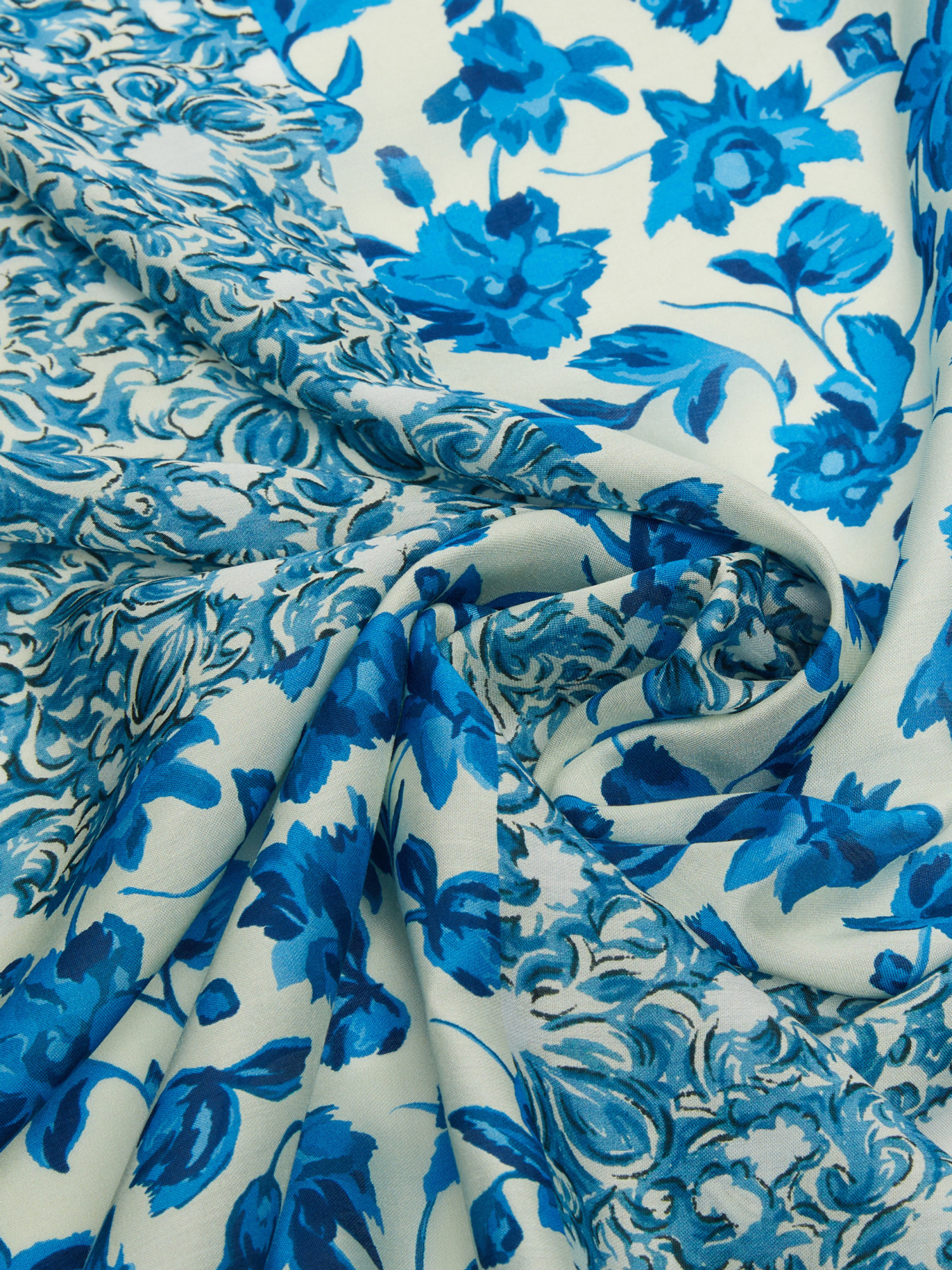 Weekend Max Mara Modal And Printed Silk Shawl In Blue