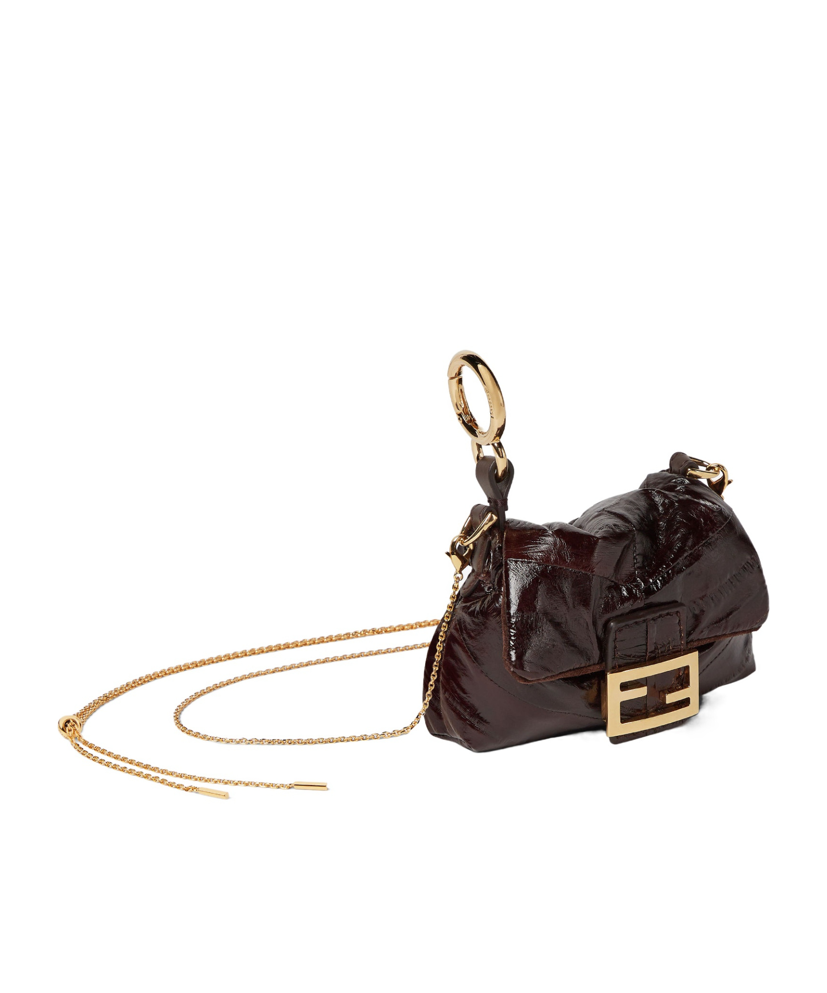 Fendi Brown Inlaid Hagfish Leather Miniature In Brown
