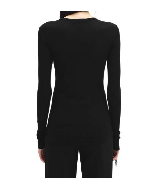 Ann Demeulemeester T-shirt With Round Neck And Long Sleeves In Black