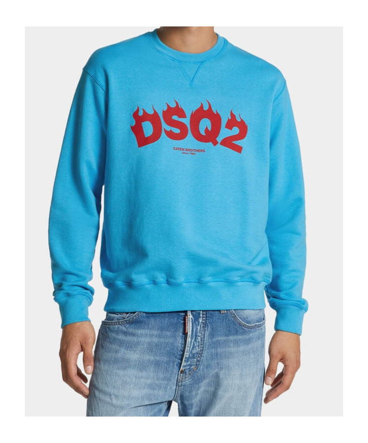 Shop Dsquared2 Logo-print Sweatshirt In Cyan