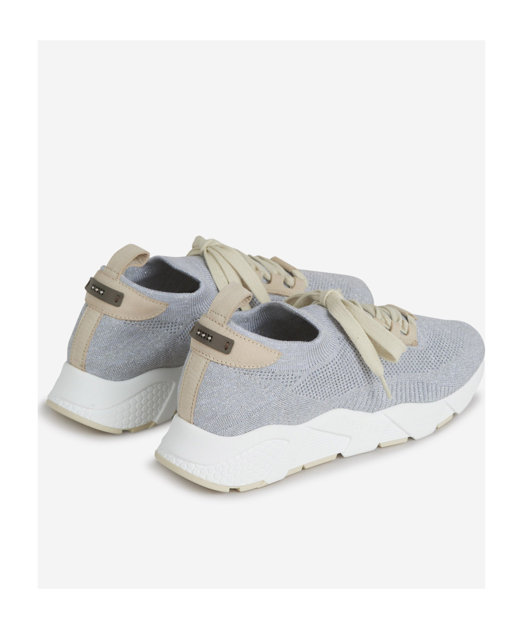 Peserico Lurex Knitted Sneakers In Gray
