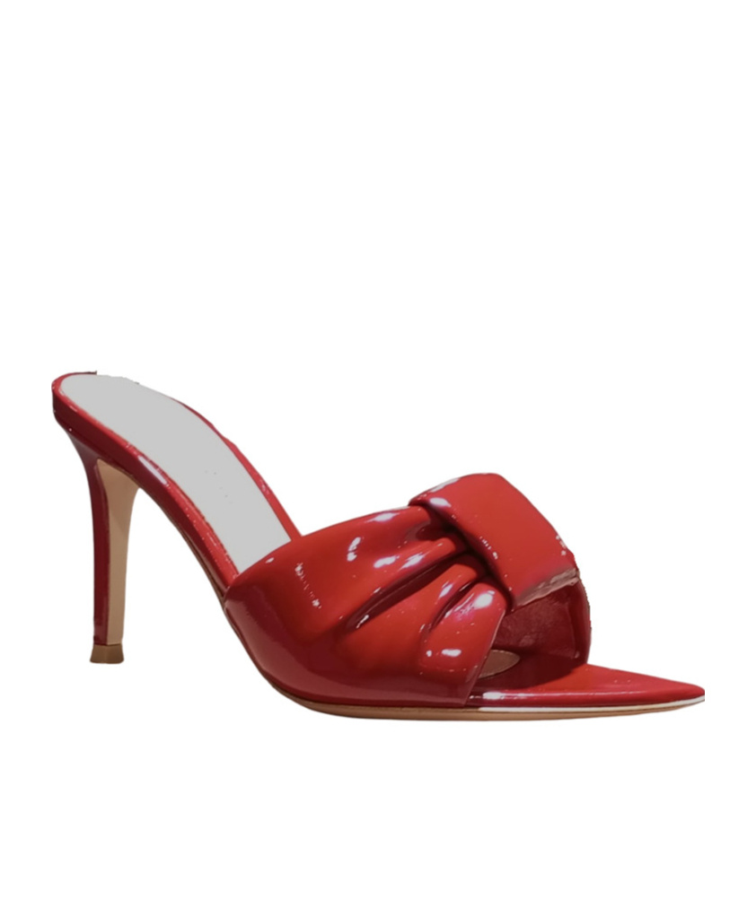 Gianvito Rossi Night Bow Patent Heel Shoe In Red