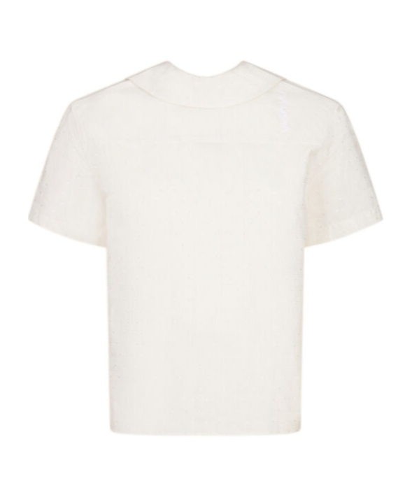 Marni White Cotton-viscose Back-to-front Shirt Top With Dotty Check In Natural White
