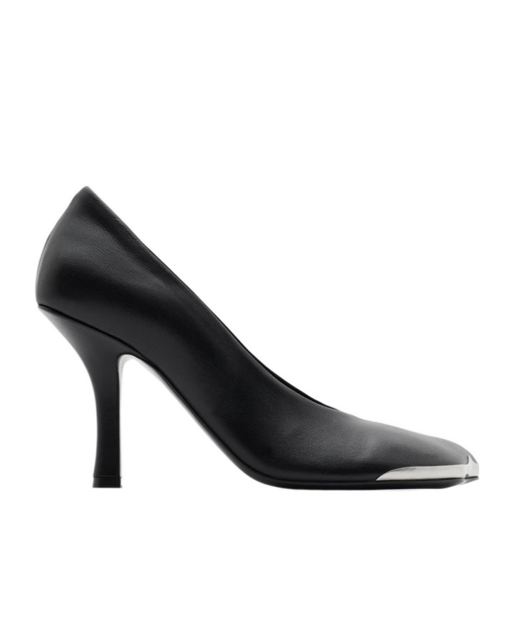 Burberry Pointed Toe Stiletto Metal Detail In Black