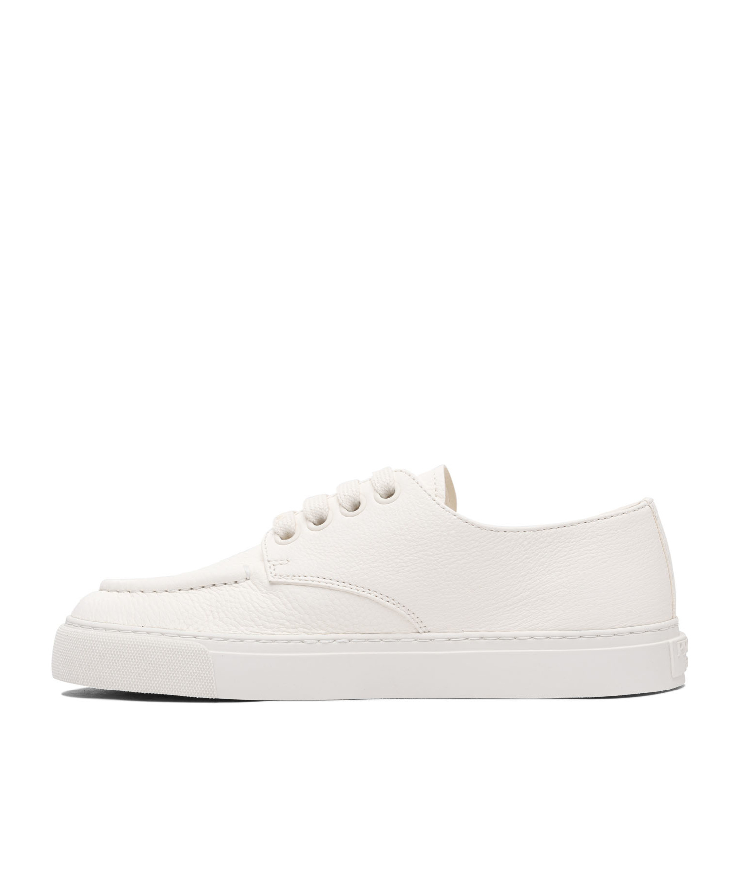 Prada Canvas Sneakers With Round Toe And Rubber Sole In Ivory