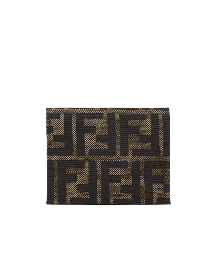 Fendi Ff Jacquard Card Case In Brown