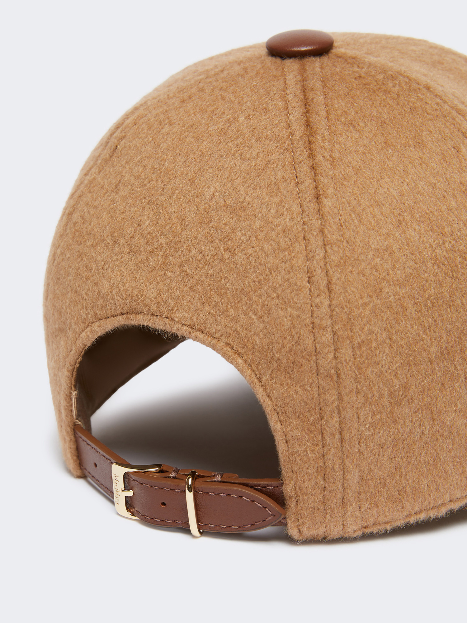 Max Mara Camel Brown Camel Wool Fedora Logo Baseball Hat In Brown