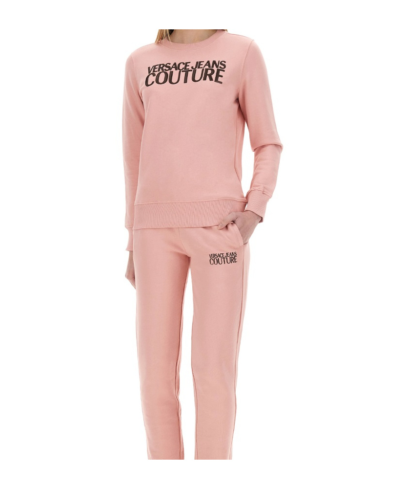 Versace Jeans Couture Logo Printed Crewneck Sweatshirt In Pink