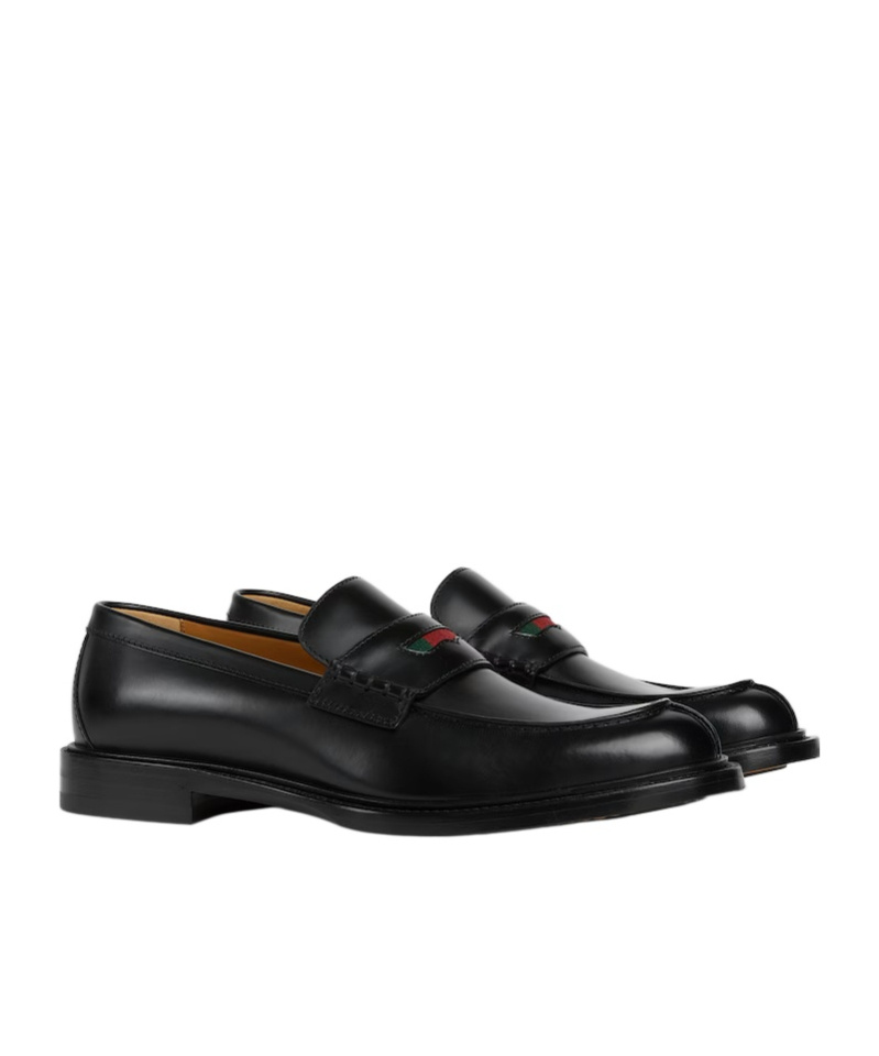 Gucci Men's Loafer With Web In Black