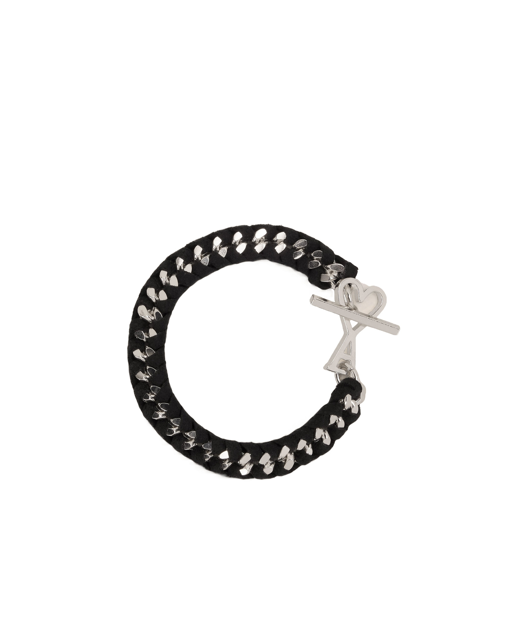 Ami Alexandre Mattiussi Ami De Coeur Braided Chain Bracelet Black Unisex In Black