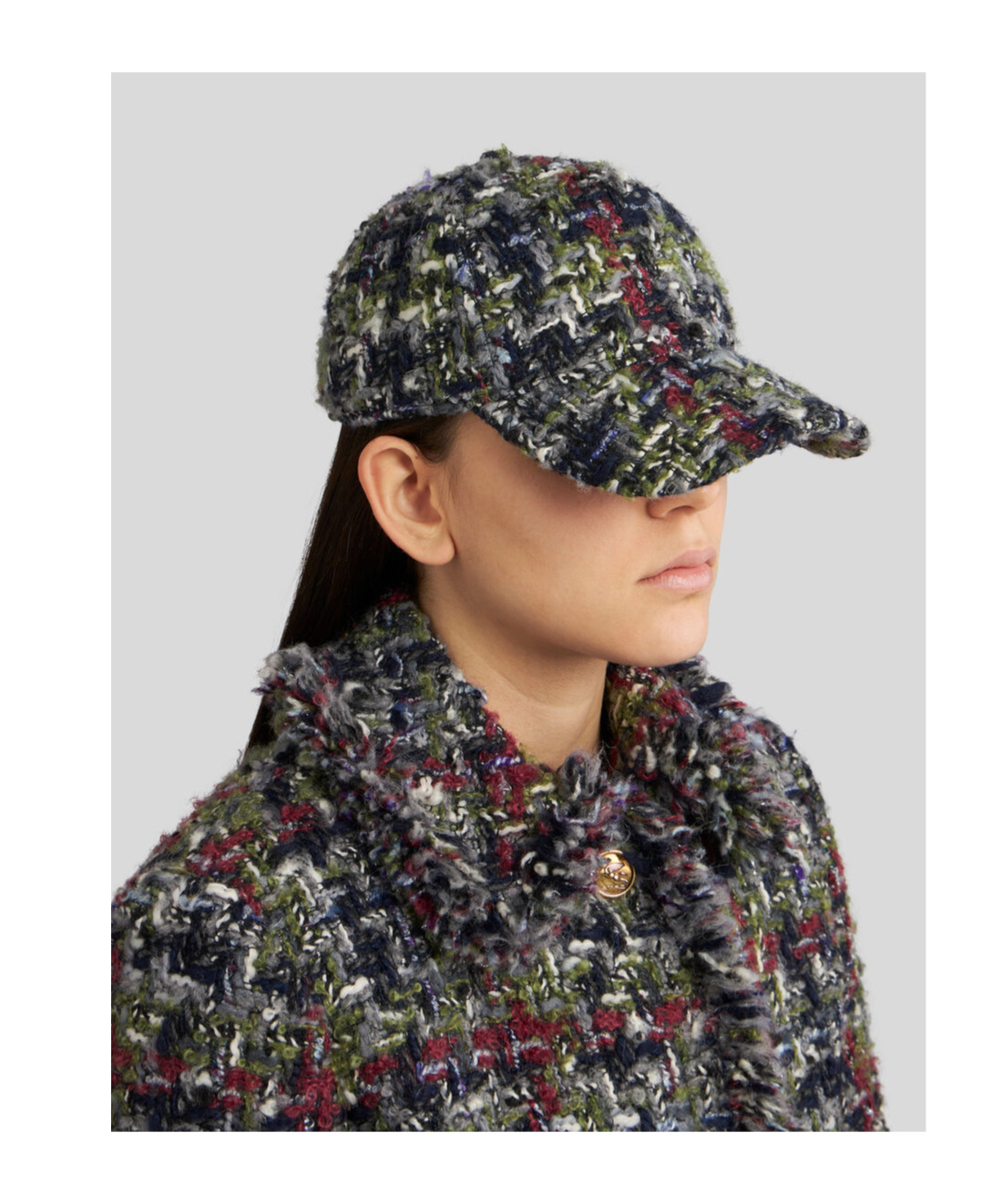 Etro Bouclé Baseball Cap In Black