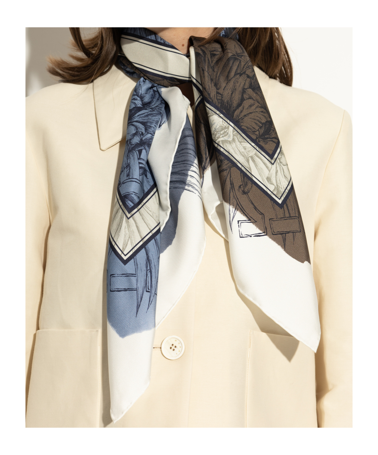 Ferragamo Floral-print Silk Scarf In Blue