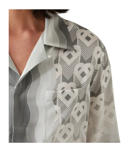 Casablanca Gradient Heart Monogram Bowling Shirt In White