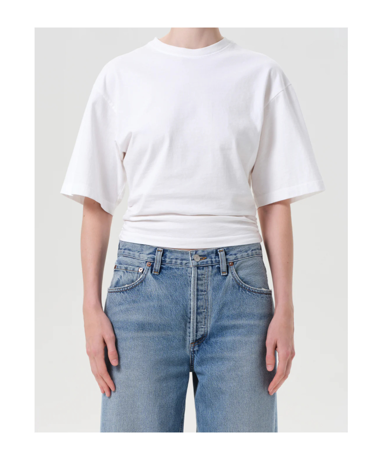 Agolde Britt Flared Sleeved T-shirt In White