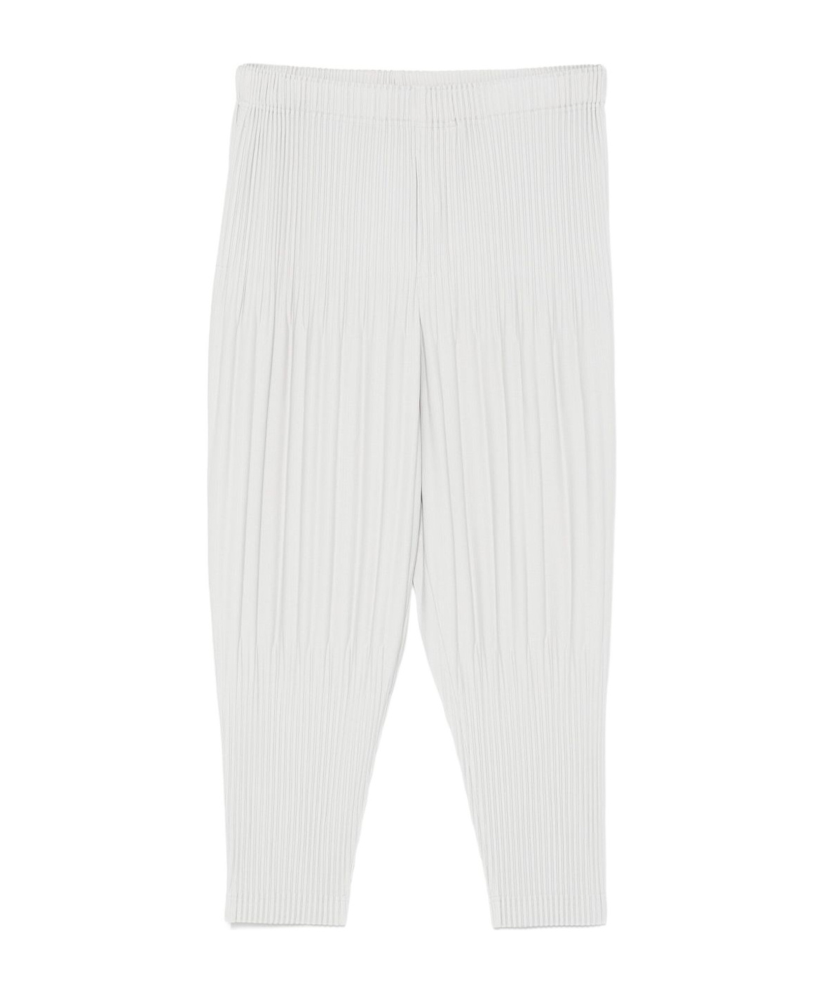 Issey Miyake Basic Pleated Tapered-leg Knitted Trousers In Gray