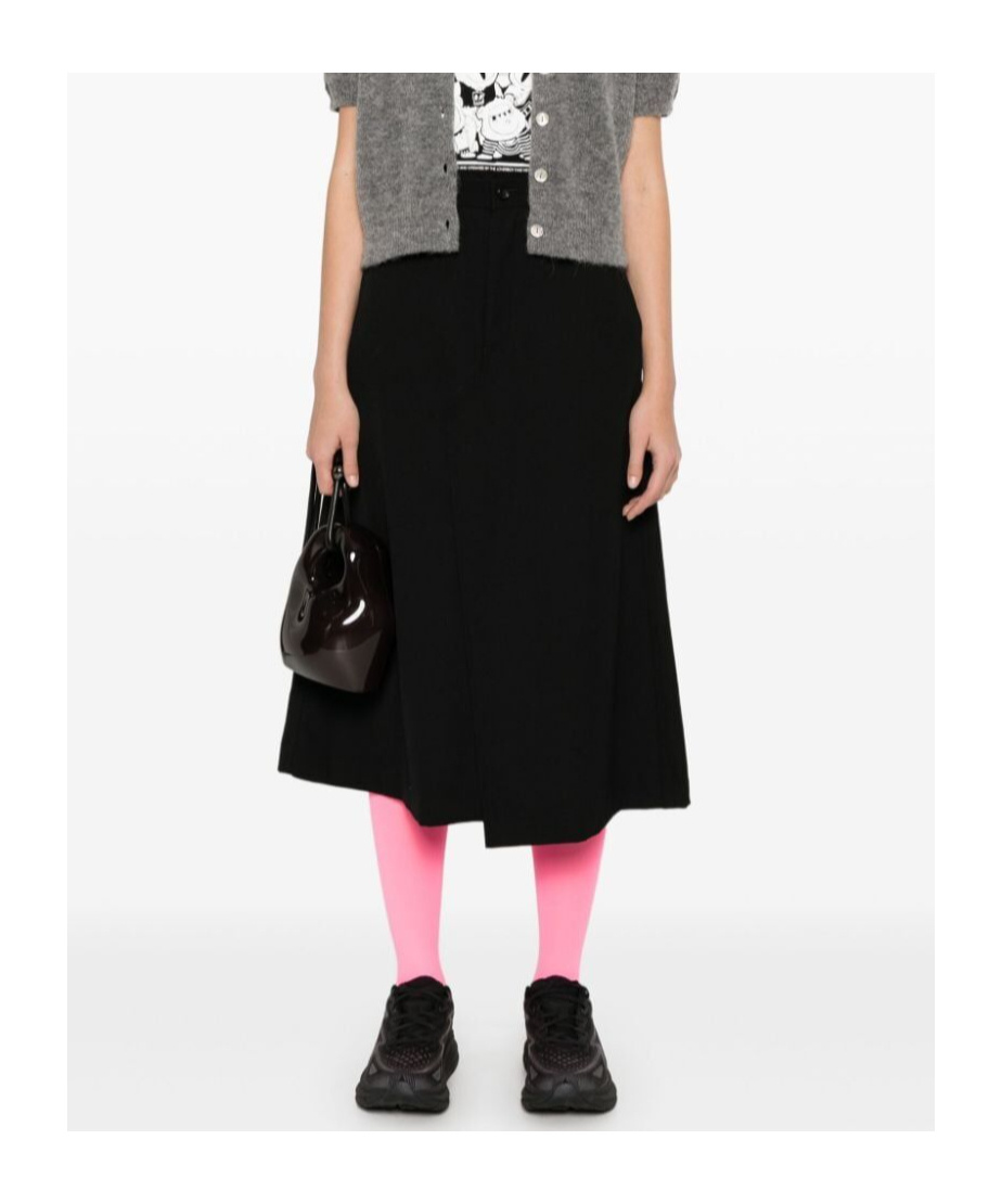 Shop Comme Des Garçons Wool Midi Skirt In Black