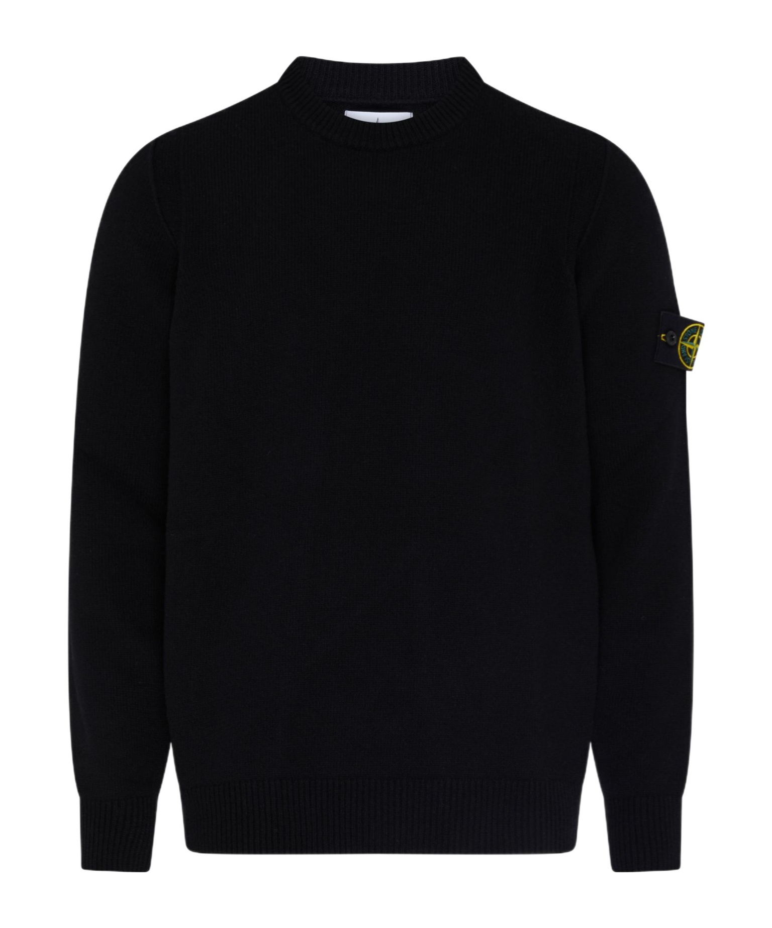 Shop Stone Island Logo-attached Round-neck Sweater In Black